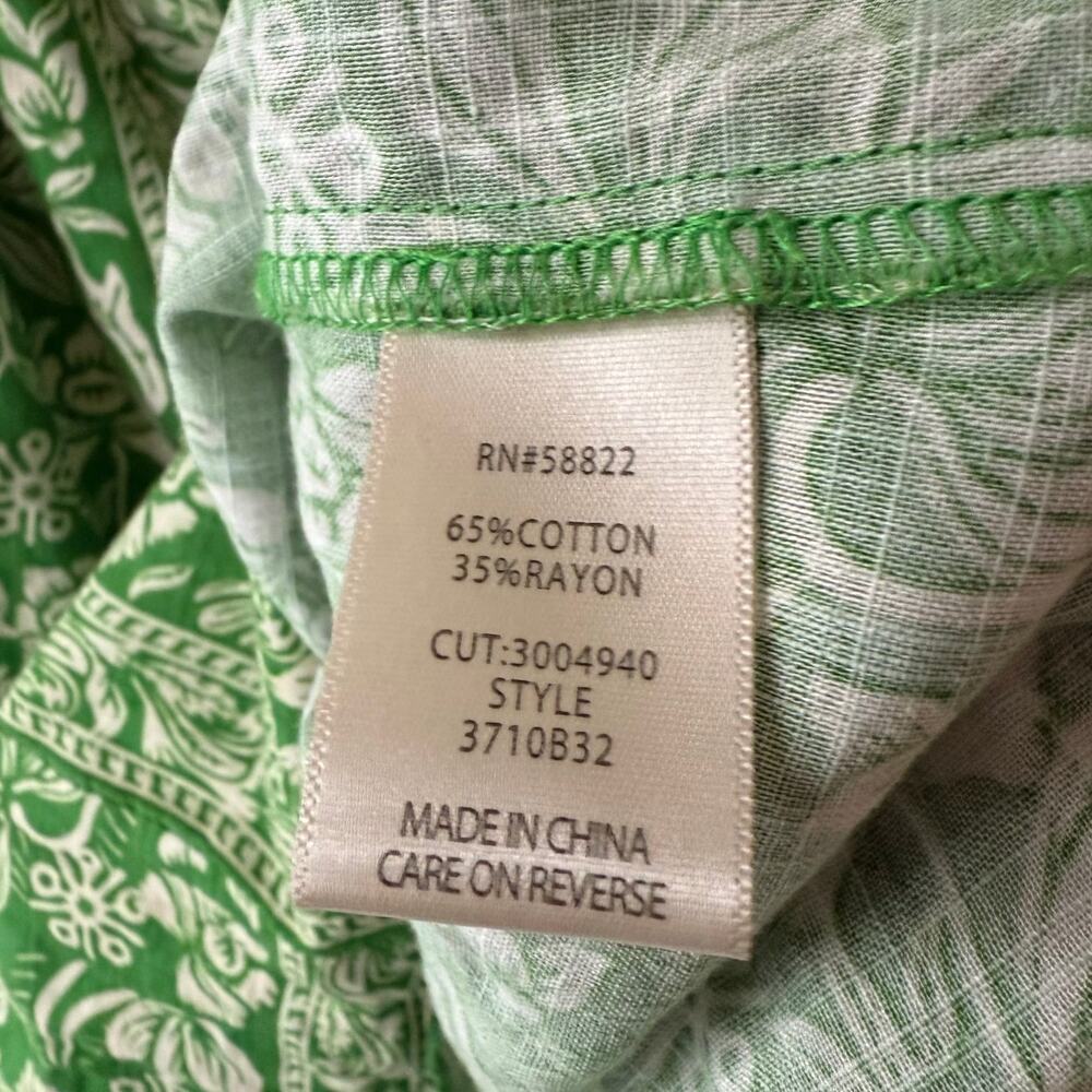 Max Studio green and white floral print blouse features balloon sleeves size XS - Picture 7 of 10